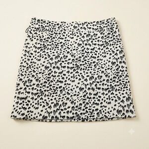 Loft Womens Black White Leopard Print A-Line Mini Skirt with Pockets Size M